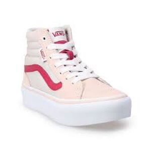 Vans Girls Pink and White High-Top Sneakers